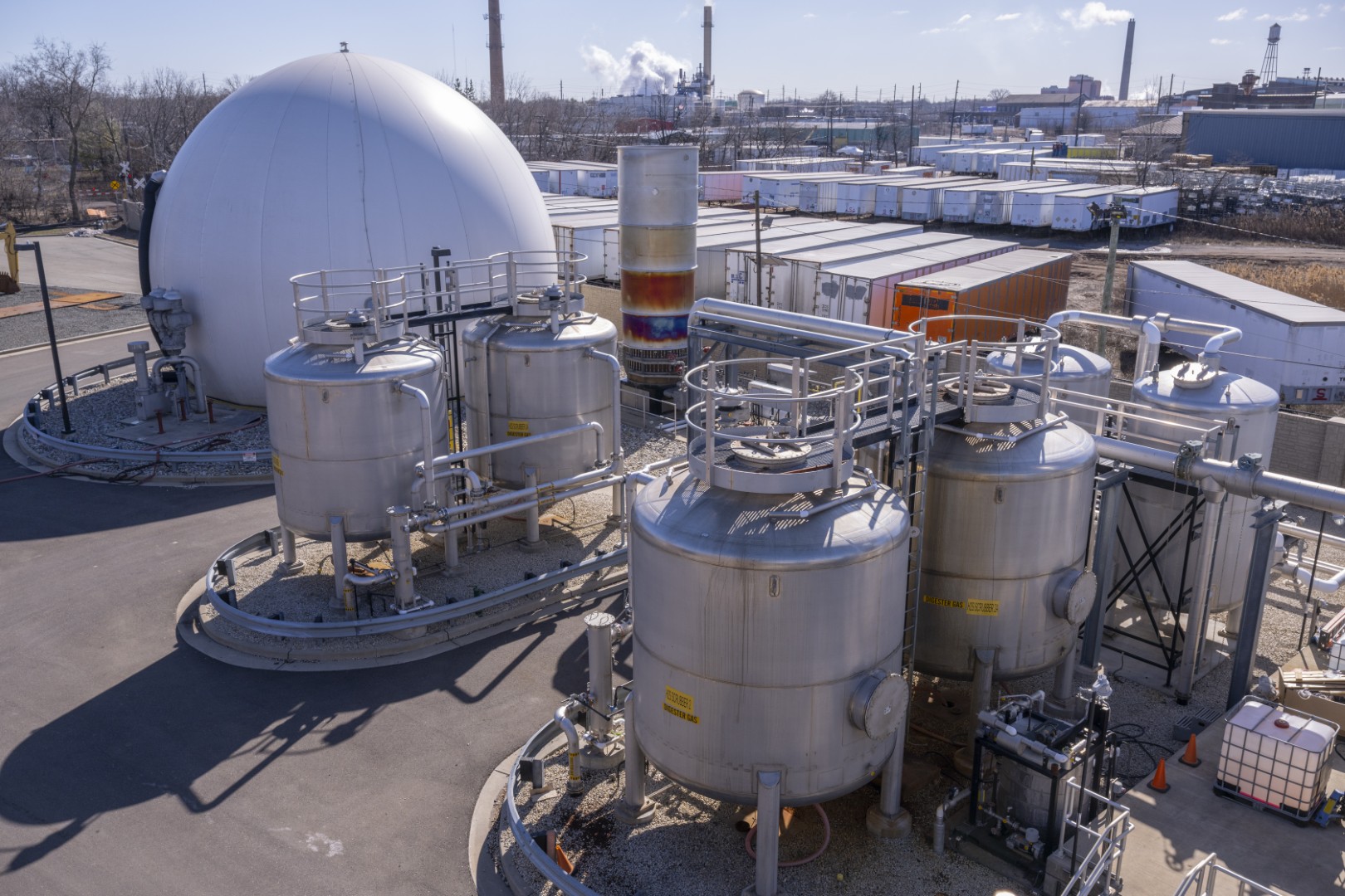 Biosolids management program digesters and processing equipment at CCMUA wastewater treatment facility