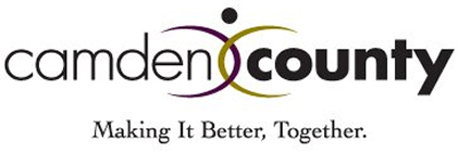 Camden County logo with stylized text and abstract human figure, and the tagline “Making It Better, Together.