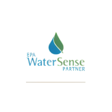 EPA WaterSense Partner logo with a blue and green water droplet above the words “EPA WaterSense Partner.